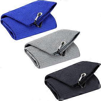 3-Pack Microfiber Golf Towels with Carabiner Clip, Quick-Drying Tri-Fold Towel for Golf Bag and Outdoor Use