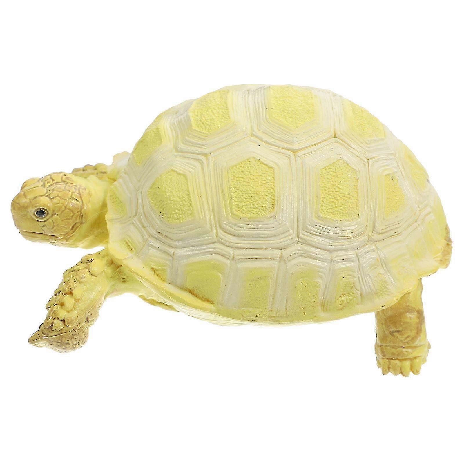Yellow Simulation Turtle Decoration, Plastic Turtle Figurine for Tabletop Shelf Garden Decor