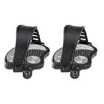 Universal Bike Pedals with Adjustable Rubber Straps, Non-Slip Design for Spin and Stationary Exercise Bikes, 9/16 Inch, Black (Pair)