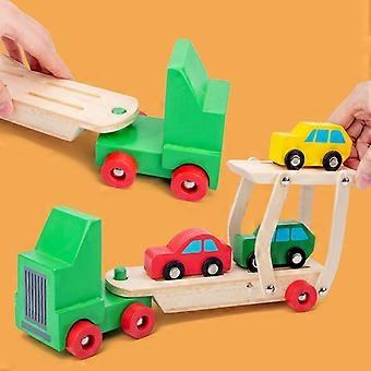 Brinquedo de Madeira Transportador de Carrinhos com 4 Carrinhos - Brinquedo de Madeira para Crianças de 2 a 3 Anos - Presente Ideal para Meninos e Meninas de 3 Anos
