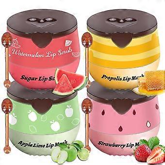 Lip Balm Set with Deeply Hydrating Formula, Overnight Lip Treatment and 4 Natural Flavors