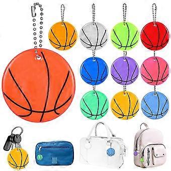 11pcs Basketball Pendentif Réfléchissant Pour Sac À Dos Sécurité Fluorescent Porte-clés Pour La Sécurité Routière Sac Réfléchissant Porte-clés Charme Pour Les Amateurs De Sport P