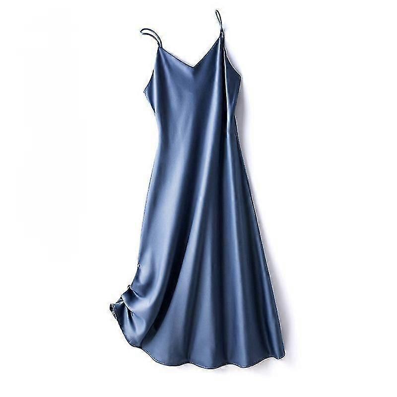 Femmes Satin Faux Soie Robe Strappy Sous-robe Chemise de nuit Sexy A-line Long