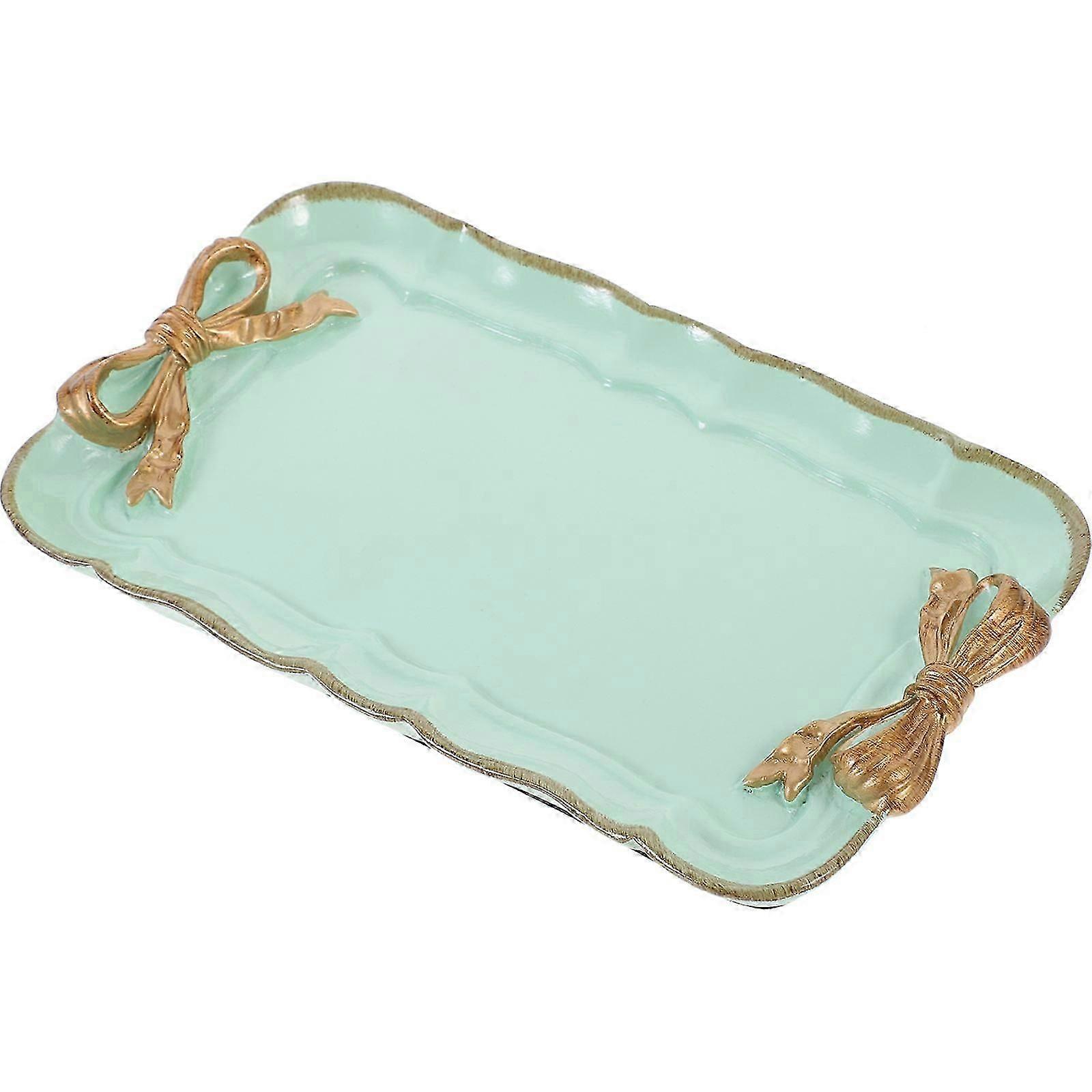 Serving Platter Rectangular Tray Resin Bowknot Dessert Serving Tray Tableware Tray Light Green