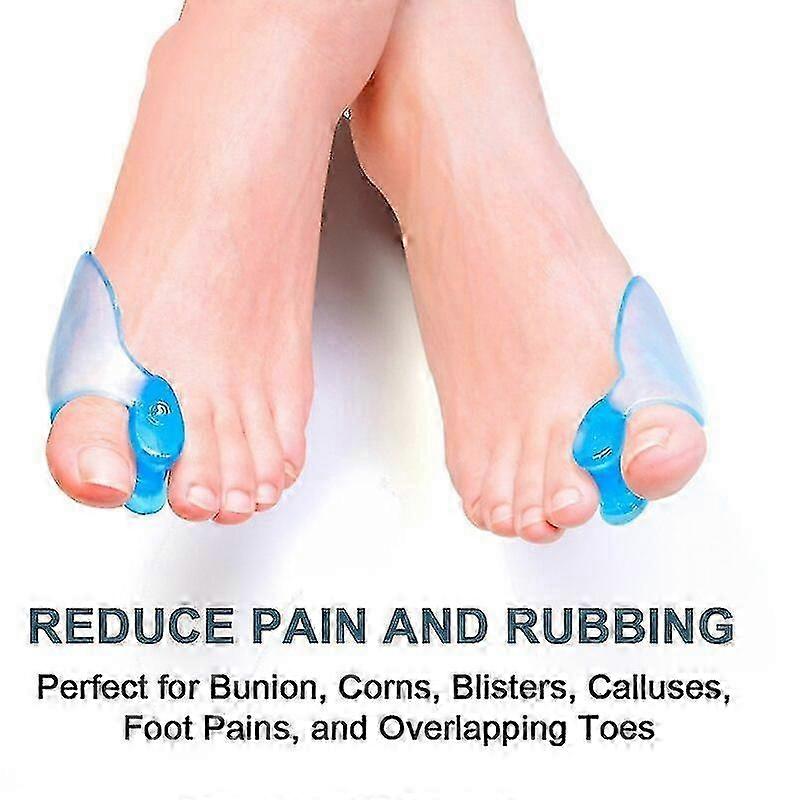 2pcs Transparent Blue Thumb Corrector Separator Soft Silicone Gel Toe Separator Thumb