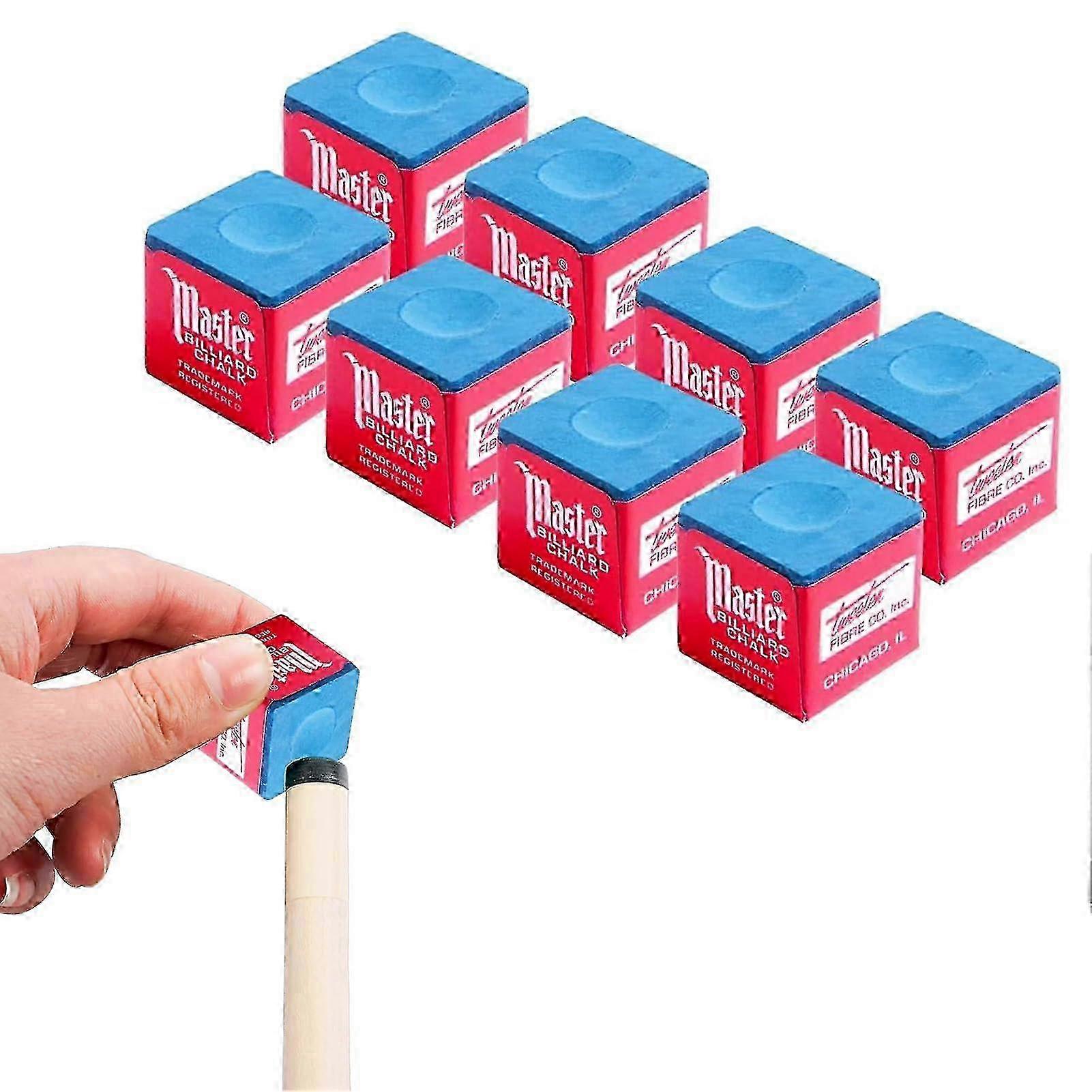 Pool Accessories Pack - 8 Billiard Chalks & Pool Cue Cube for Beginners