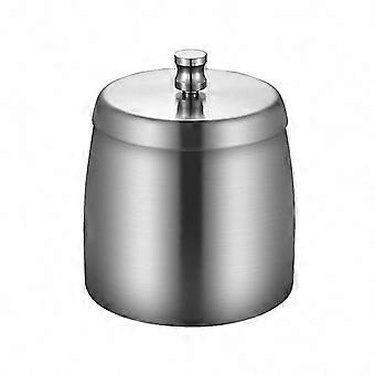 Edelstahl Aschenbecher mit Deckel - rutschfester Boden für den Innen- und Außenbereich - Silber für Zigaretten und Asche - Garden Bar Office