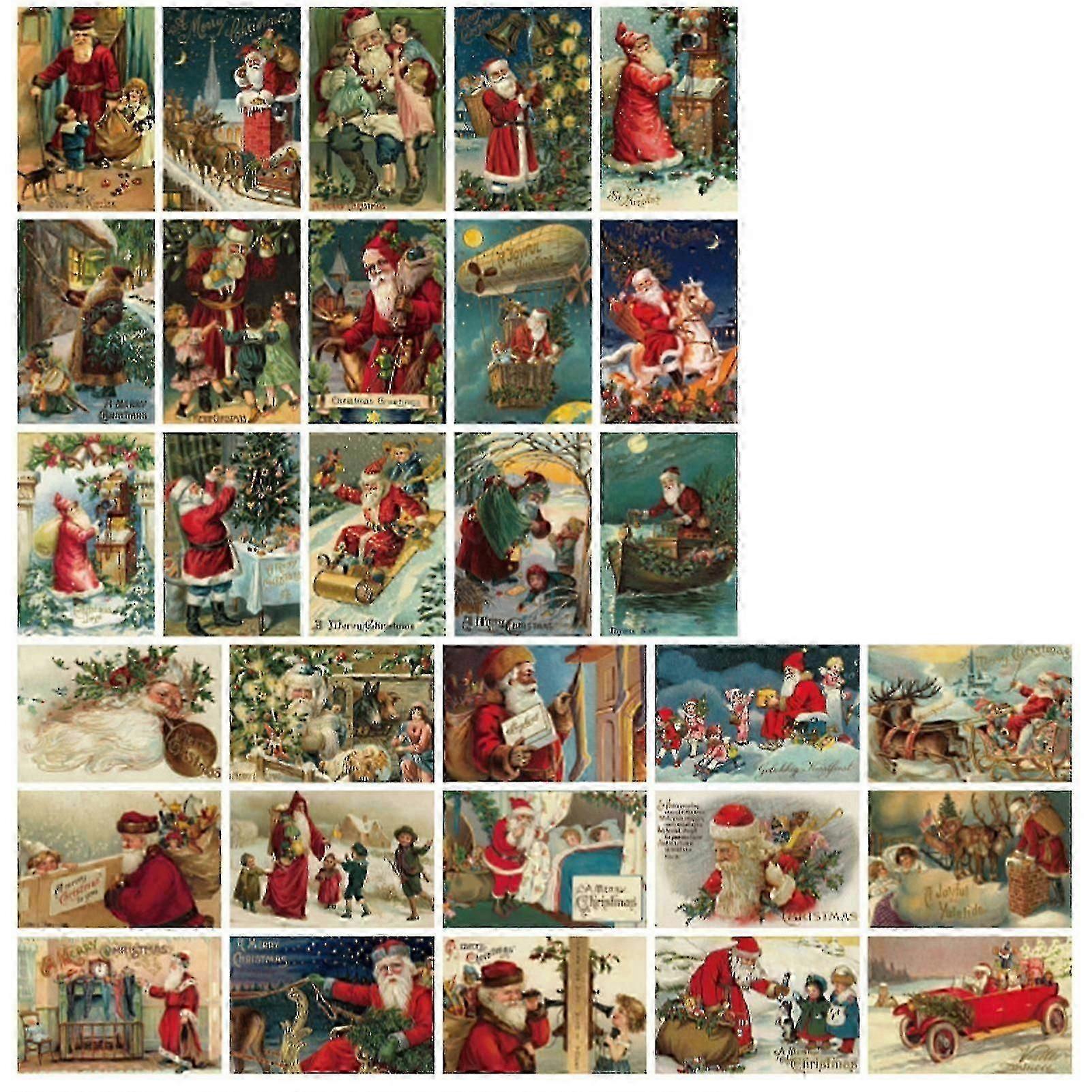 30 Retro Christmas Cards Unmarked Back