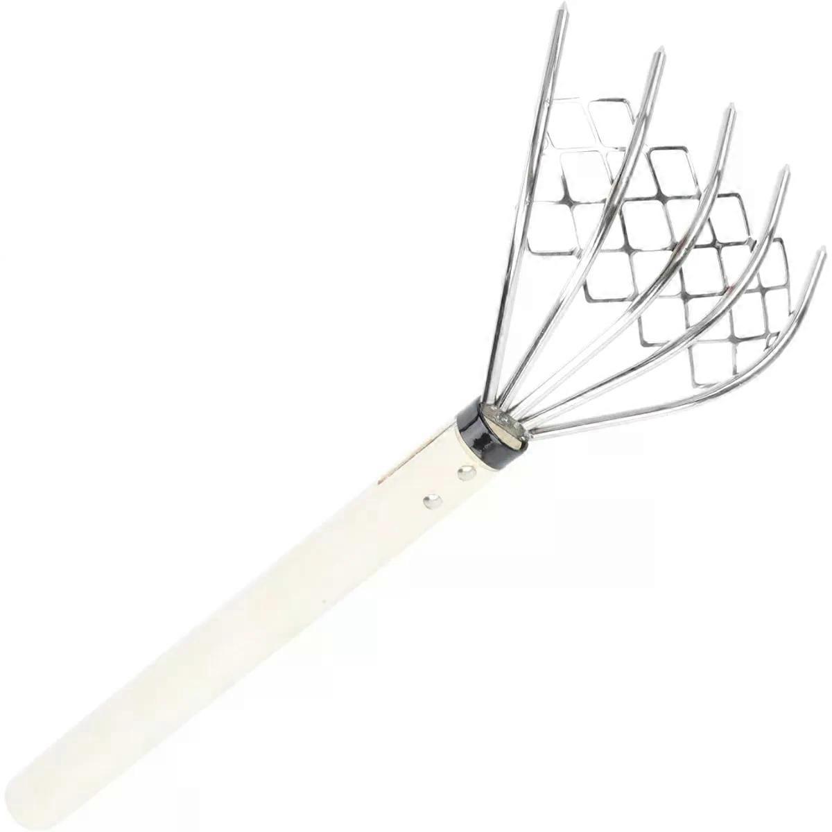 Rake with Net, Five Tooth Stainless Steel Seafood Digging Tool