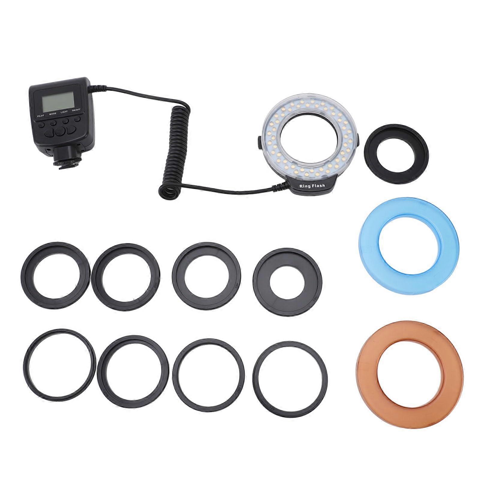 Macro-ringflitser voor DSLR-camera's met Adapterringen en Flitsdiffusers
