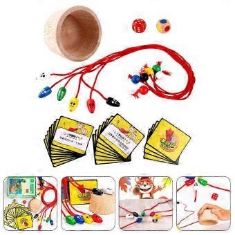 Mouse Catching Game Toy Wooden Board Game for Kids 1Set Educational Hand-Eye Coordination Toy with Mice Cup Dice Cards