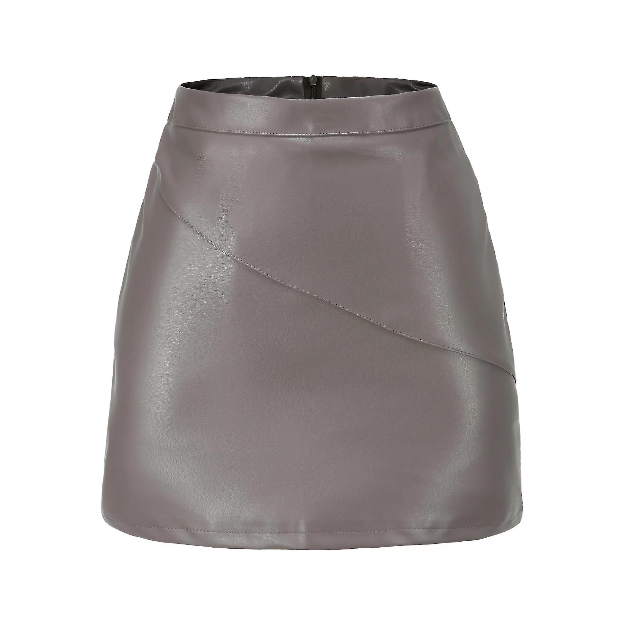 Women's Faux Leather Skirt Zip Closure Slim Fit High Waisted Skirt