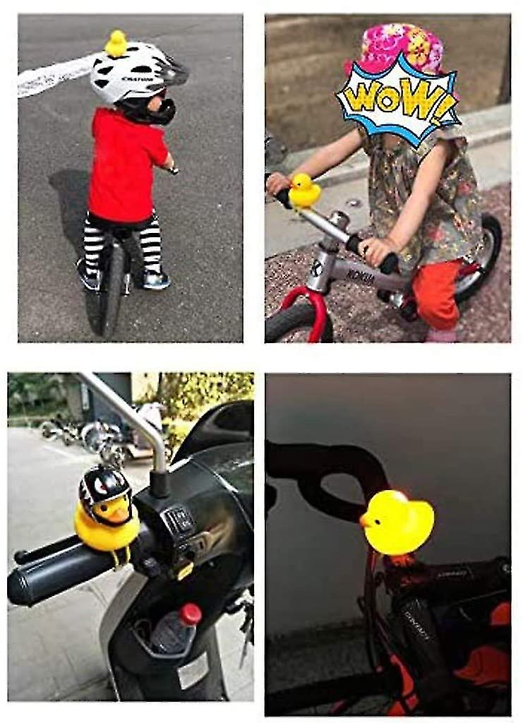 Sød hjelm Duck Bike Bell Med Led Light Rubber Duck Cykelstyr Horn Sjove