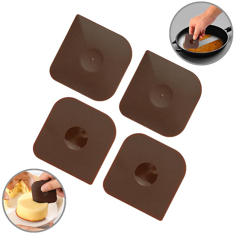 Pan Scraper Durable Dish Scraper Pot Scraper Handheld Nylon Cleaners(4 Pcs, Brown)