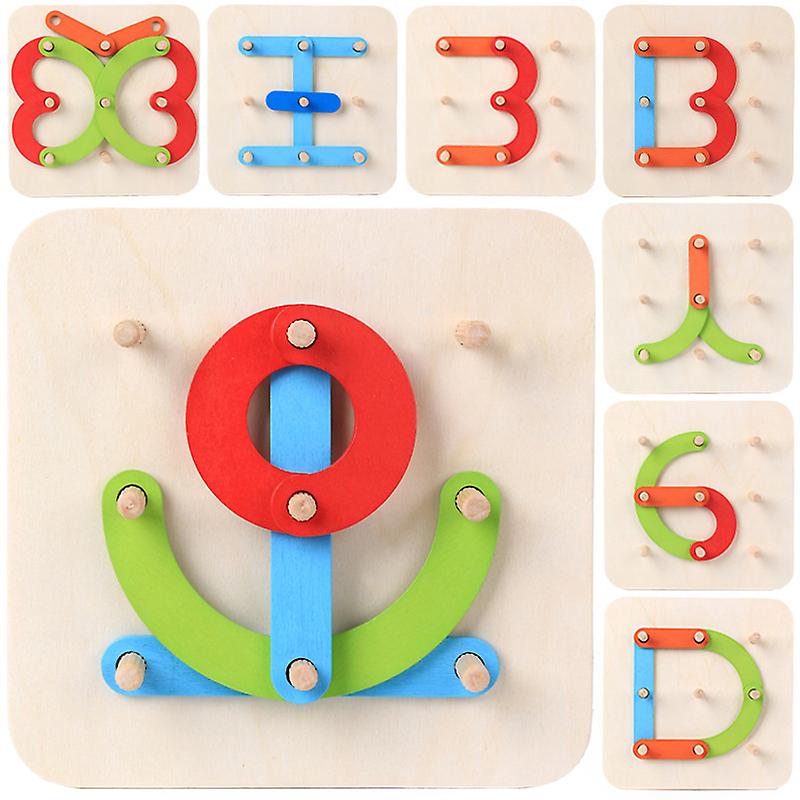 1pc Geometric Column Set Digital Number Alphabet Letter Wooden Puzzle Game Toys
