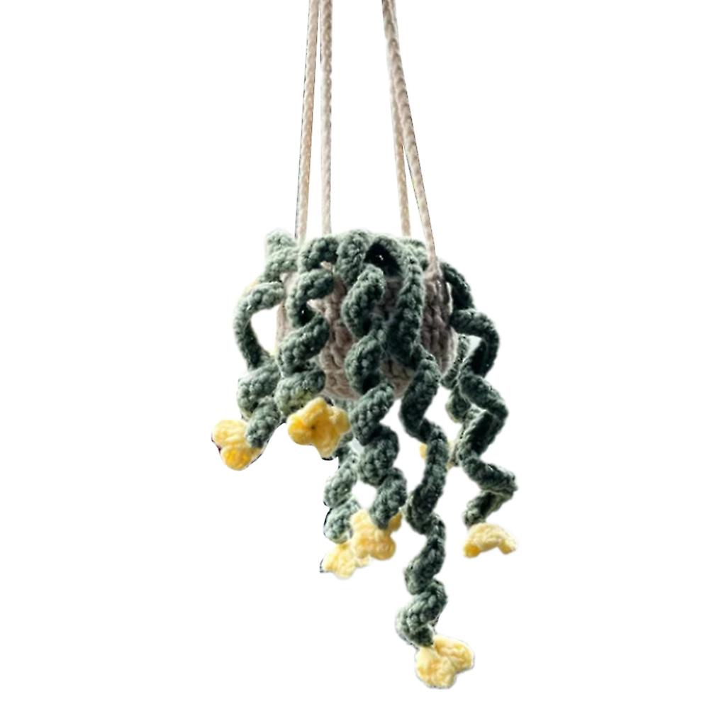 סריגה ידנית עציץ קישוט קישוט רכב פרח סריגה ארוג ביד