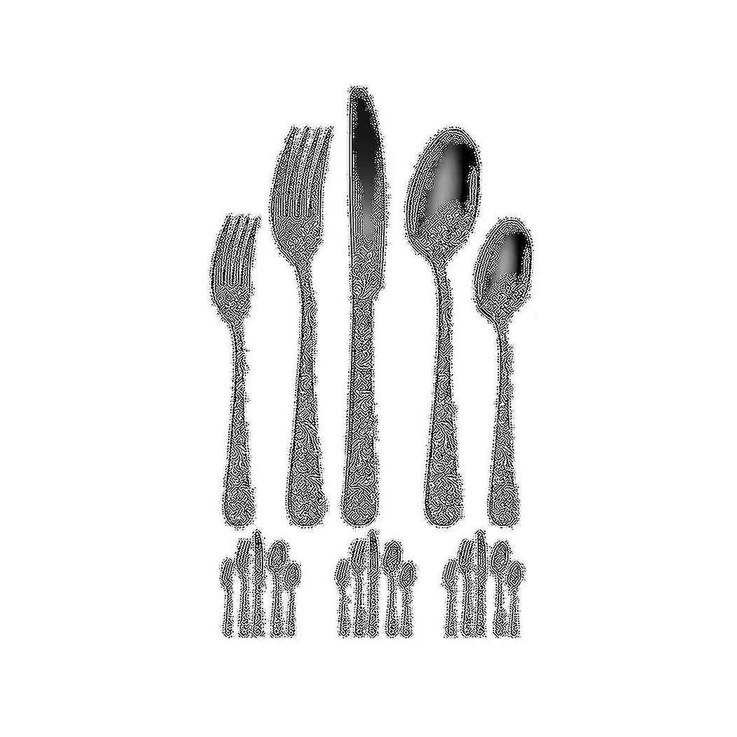 20-piece Set, Stainless Steel Silverware Cutlery Set For 4, Unique Pattern Design, Includes Dinner