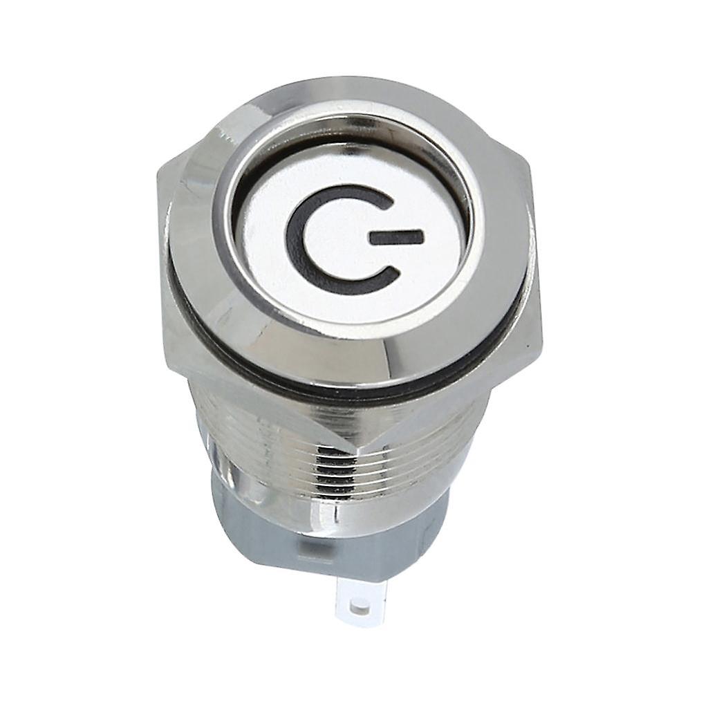 DC 12V 16mm Aluminum LED Car Illuminated Latching Push Button Switch Blue