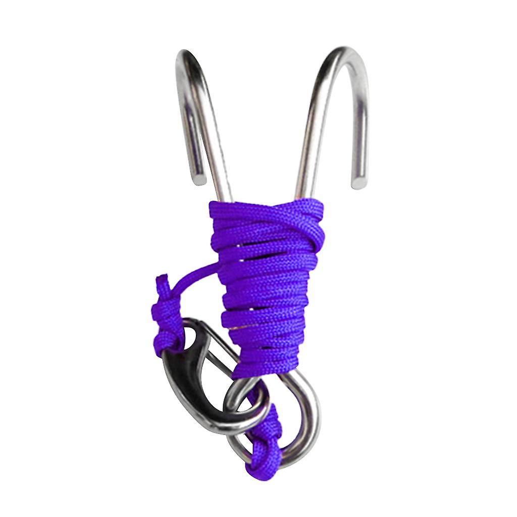 Scuba Diving Double Dual 316 Ανοξείδωτο Ατσάλι Reef Hook με Line Purple
