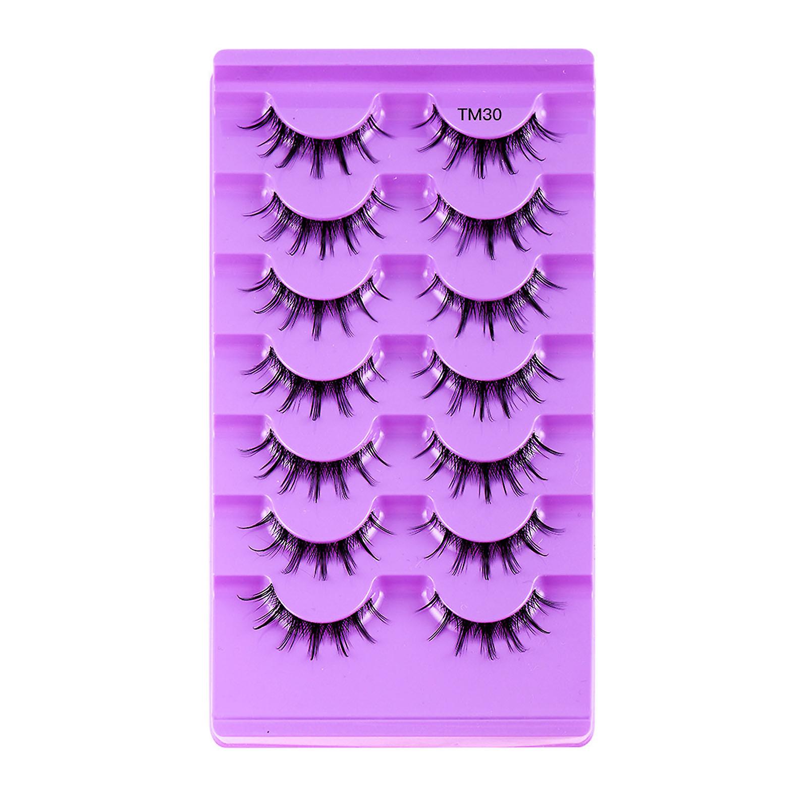 7 Pairs False Eyelashes Pack Soft Sharpened Tips Long Wispy Lashes