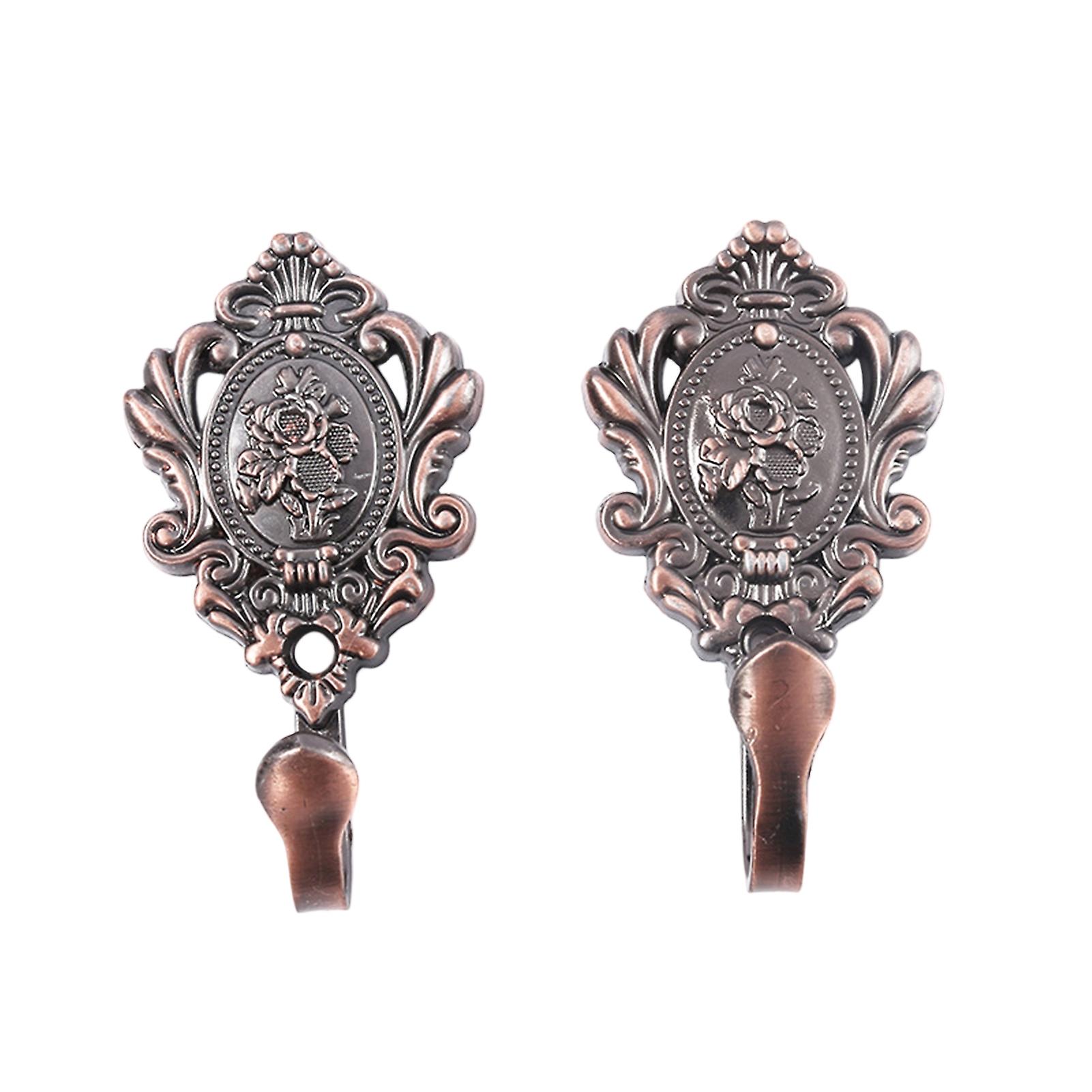 2 Pcs Camellia Pattern Curtain Holder Multiple Colors Optional Retro Metal Hook