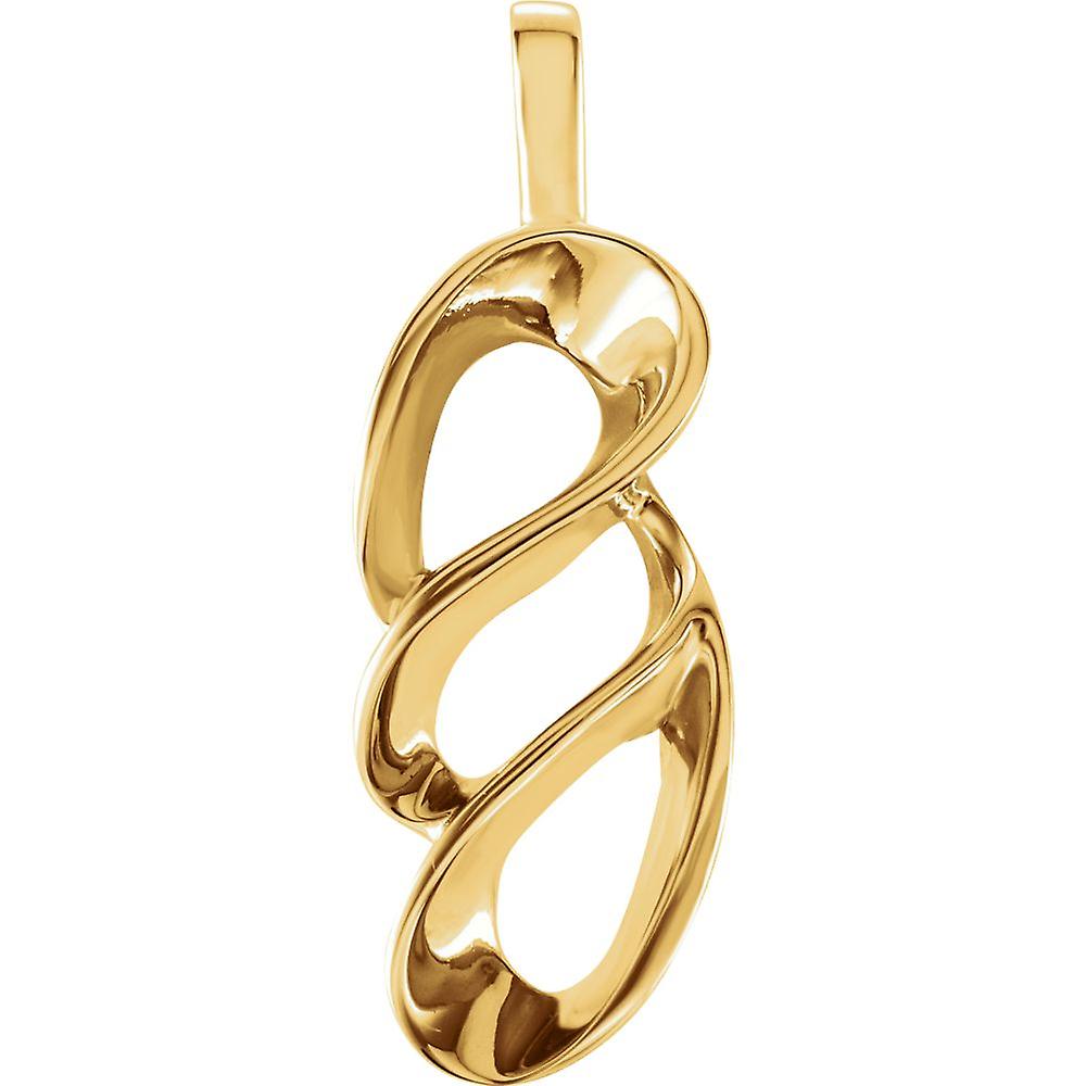 14Kイエローゴールドメタルファッションペンダントネックレス25x8.5mm-女性用ペンダント - 1.7グラム