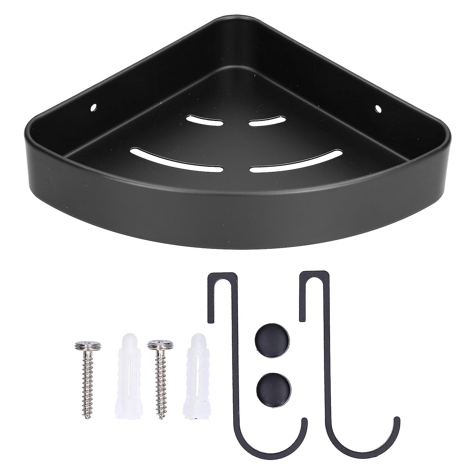 Wall Mounted Black Aluminum Shower Shelf Triangular Corner Rack