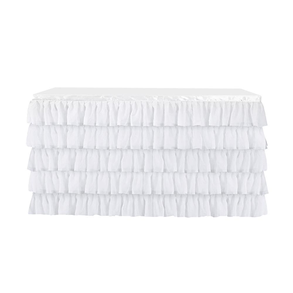 White Chiffon 5-layer Table Skirt Tablecloths for Rectangle/Round Table 75x183cm