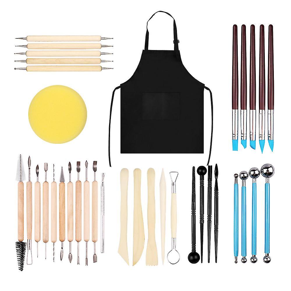 45pcs Polymer Clay Tools Modeling Clay Sculpting Tools Kits For Pottery Sculpture Wooden Dotting Tools
