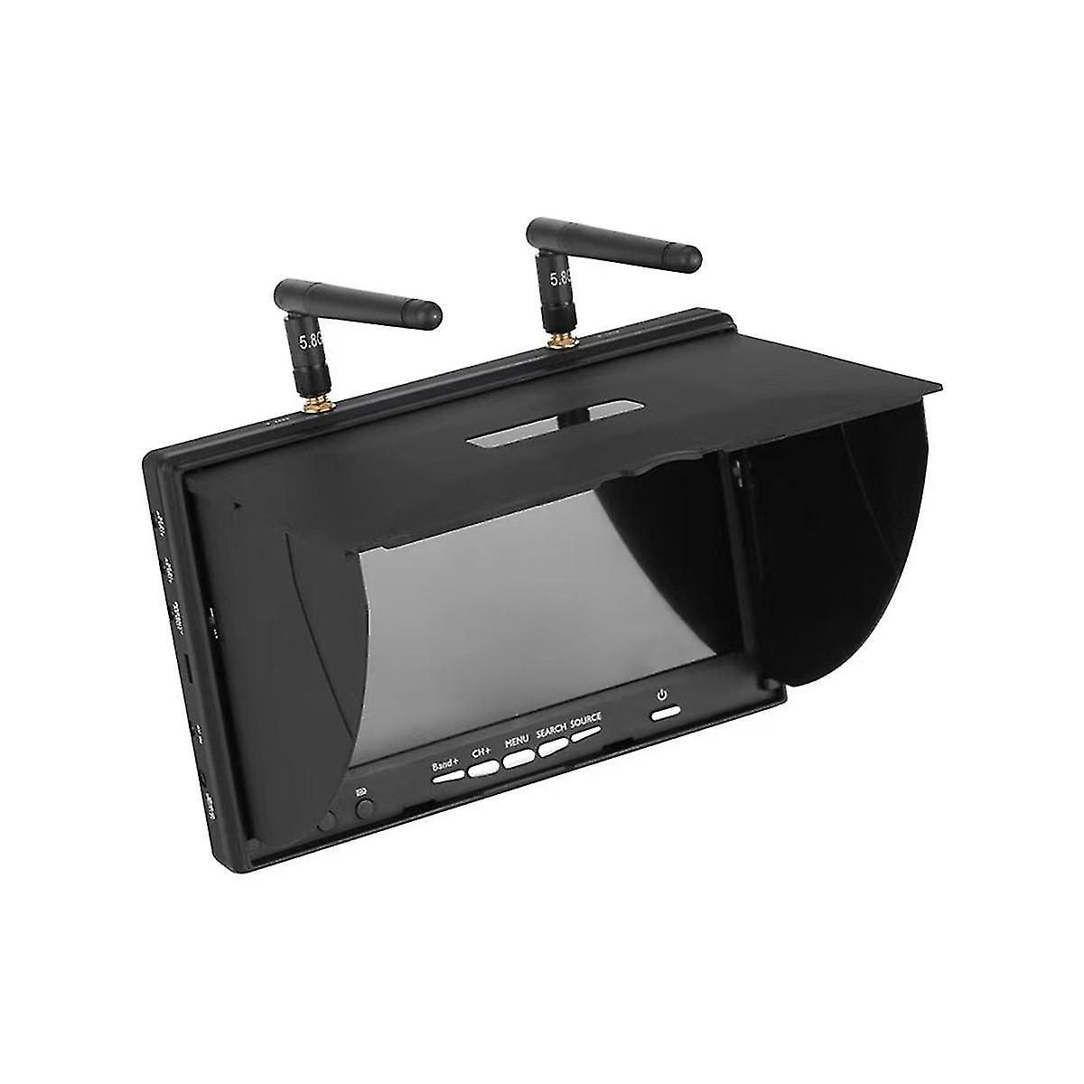 5.8g 2ch 7 pouces Raceband Fpv Monitor 800x480 avec Dvr Built-in Battery Video Screen pour Fpv Multicopte avec nous Plug