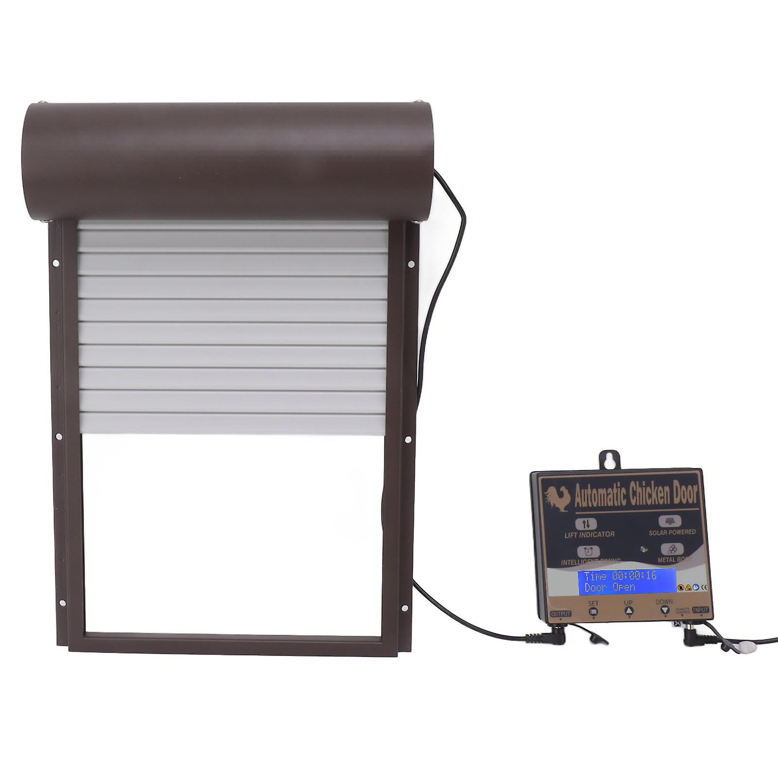Automatic Chicken Coop Door 37.3x24.7cm Brown Light Timer Remote