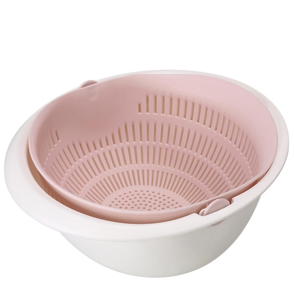 BoSaiD Home Kitchen Fruit Vegetable Wash Draining Basket Rotating Double Layer Strainer