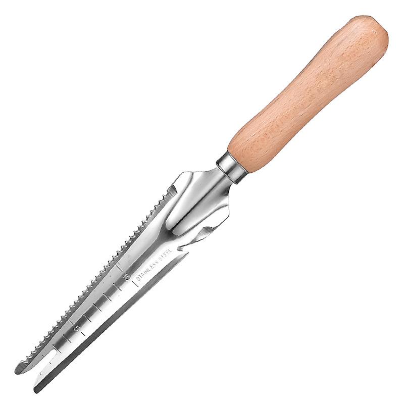 Stainless Steel Weeding Gouge Tool with Wooden Handle, 33.5cmx3cm Manual Weeder for Garden Weeding