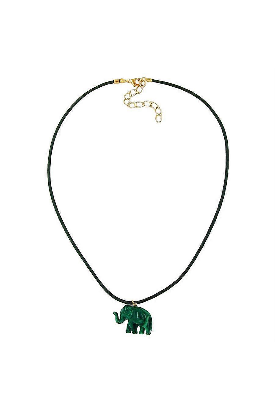 Necklace Elephant Tiny Dark Green Marbled - Gl04819