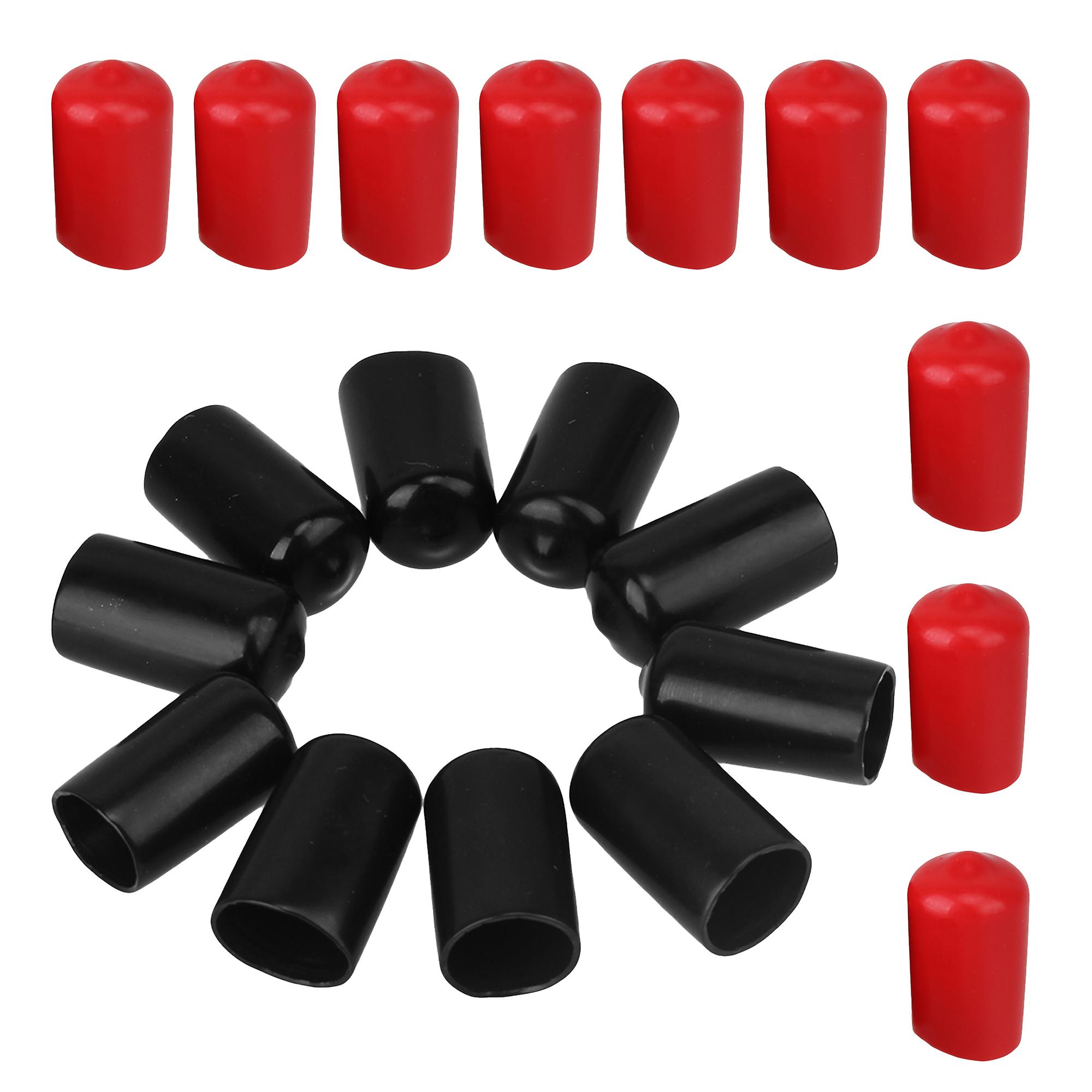 20 Pcs Round Rubber End Cap Cover Set with Black 25x14mm & Red 30x14mm