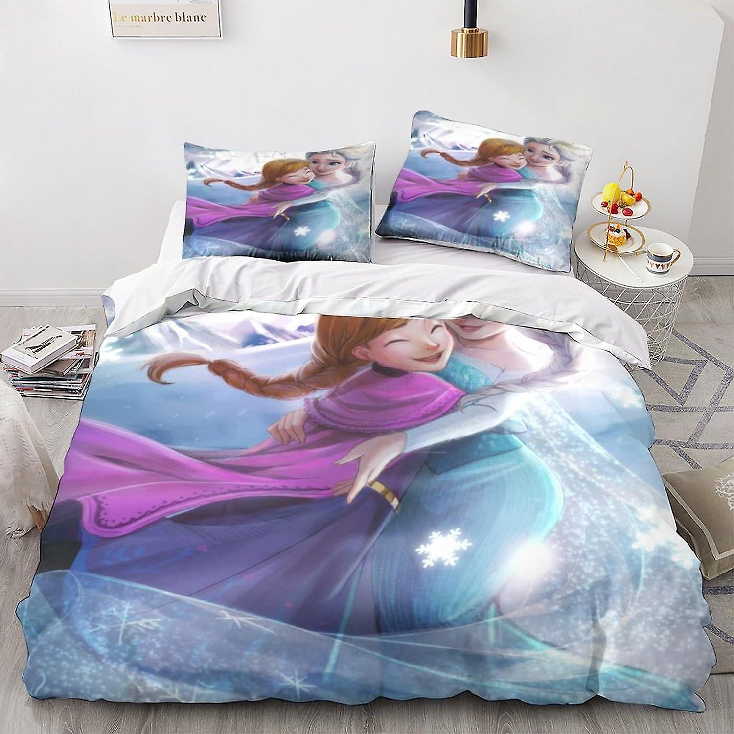 Frozen Quilt Cover 3peice Bedding Set Anime Characters Comforter Cover for Boys Girls Funny Lazy Tropical Leaves Floral Print Duvet Cover Themed Bedsp