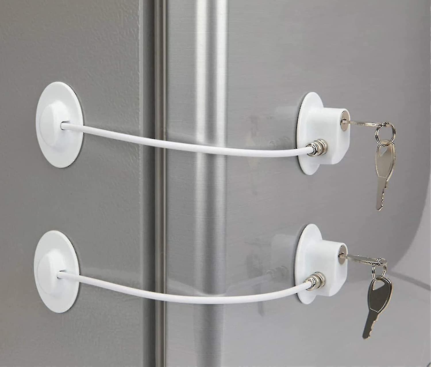 2 Pack Refrigerator Lock With 4 Keys, Refrigerator Lock Dorm Freezer Door Lock And Child Safety Cabinet Lock With Strong Adhesive yuante