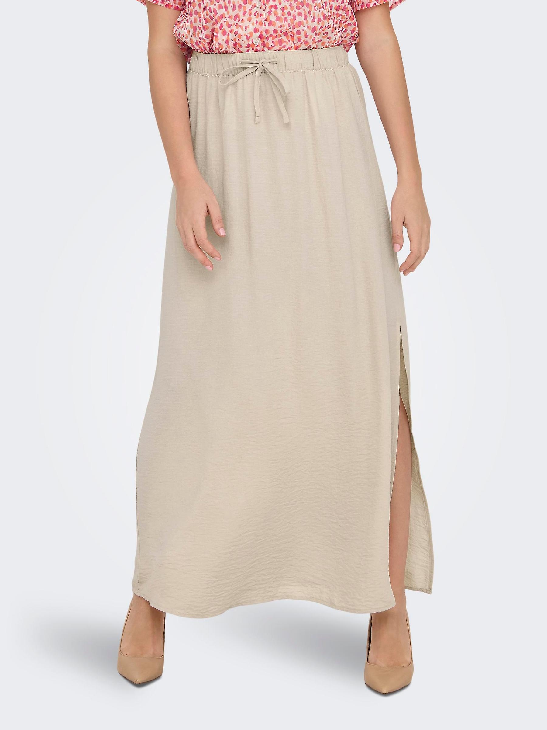 JDY Women's Maxi Long Skirt with Elastic High Waist and Drawstring Closure