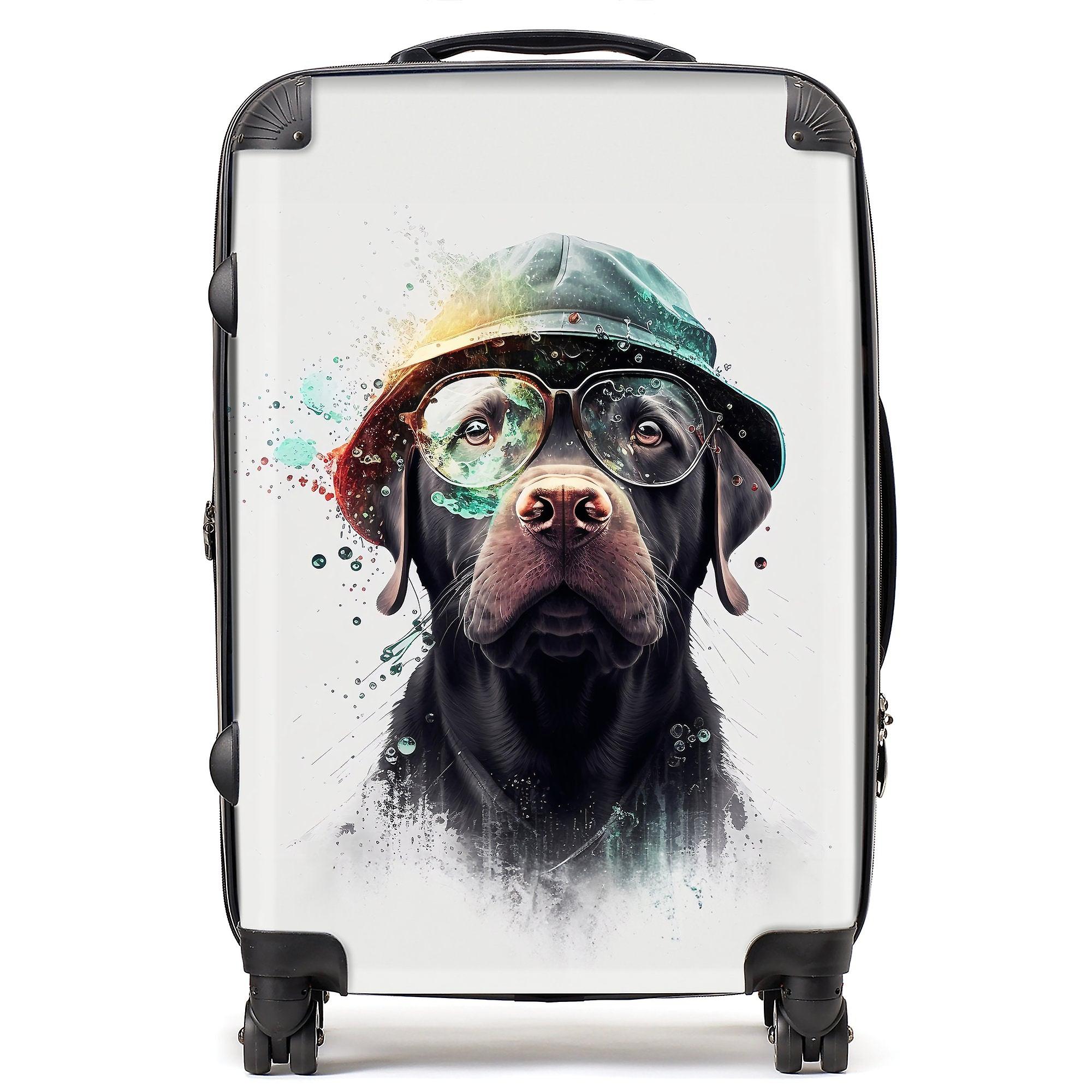 Labrador Retriever Dog With Glasses Splashart Suitcase