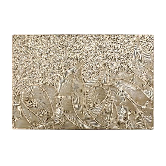Placemats Gold Anti-Scalding Hollow Out Rectangle Table Dinning Mat Heat Resistant PVC Metallic Pad Place Mats for Kitchen