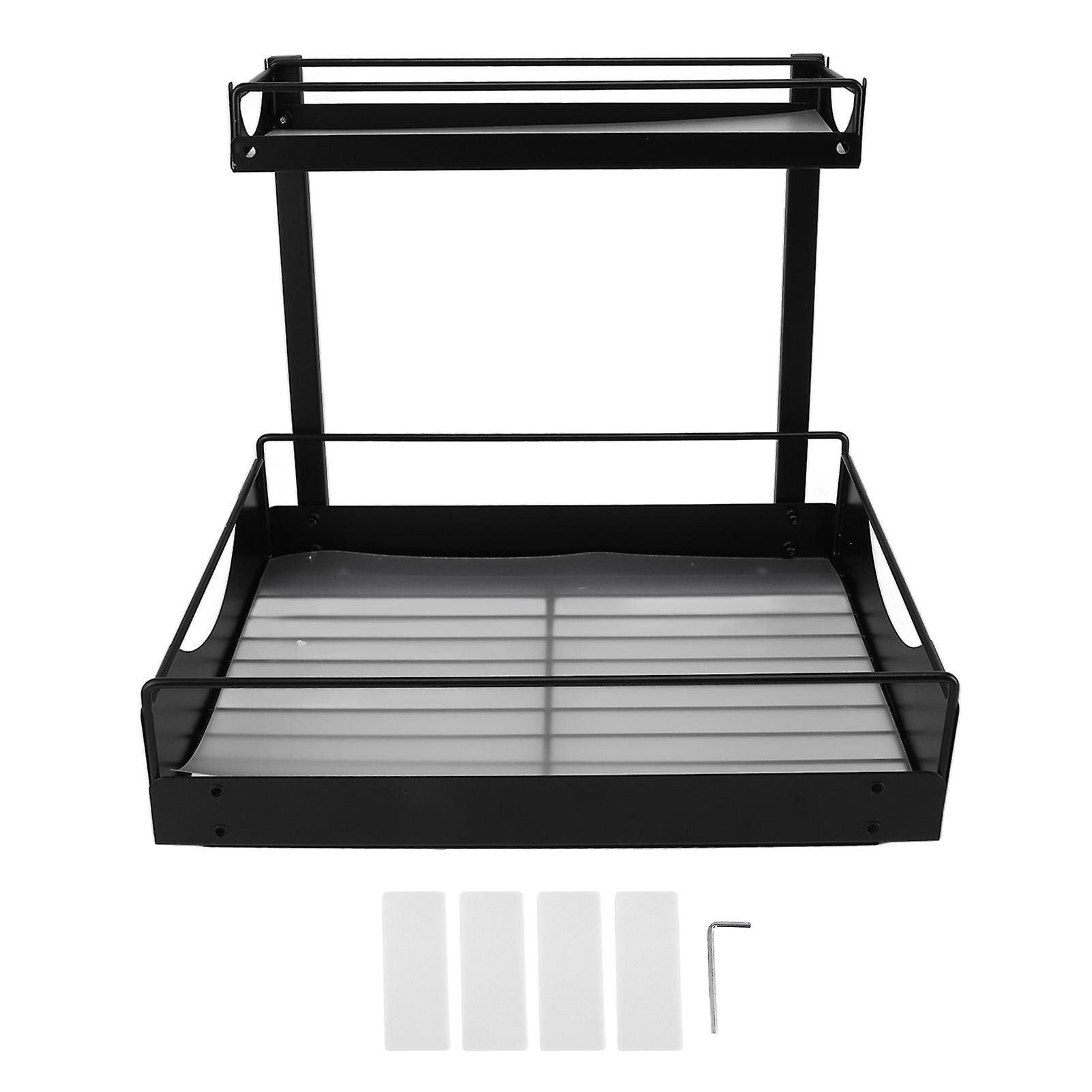 Under Sink Organizer and Storage 2 Tiers Carbon Steel Slide Out Sink Shelf Pull Out Under Sink Shelves for Bathroom Black L