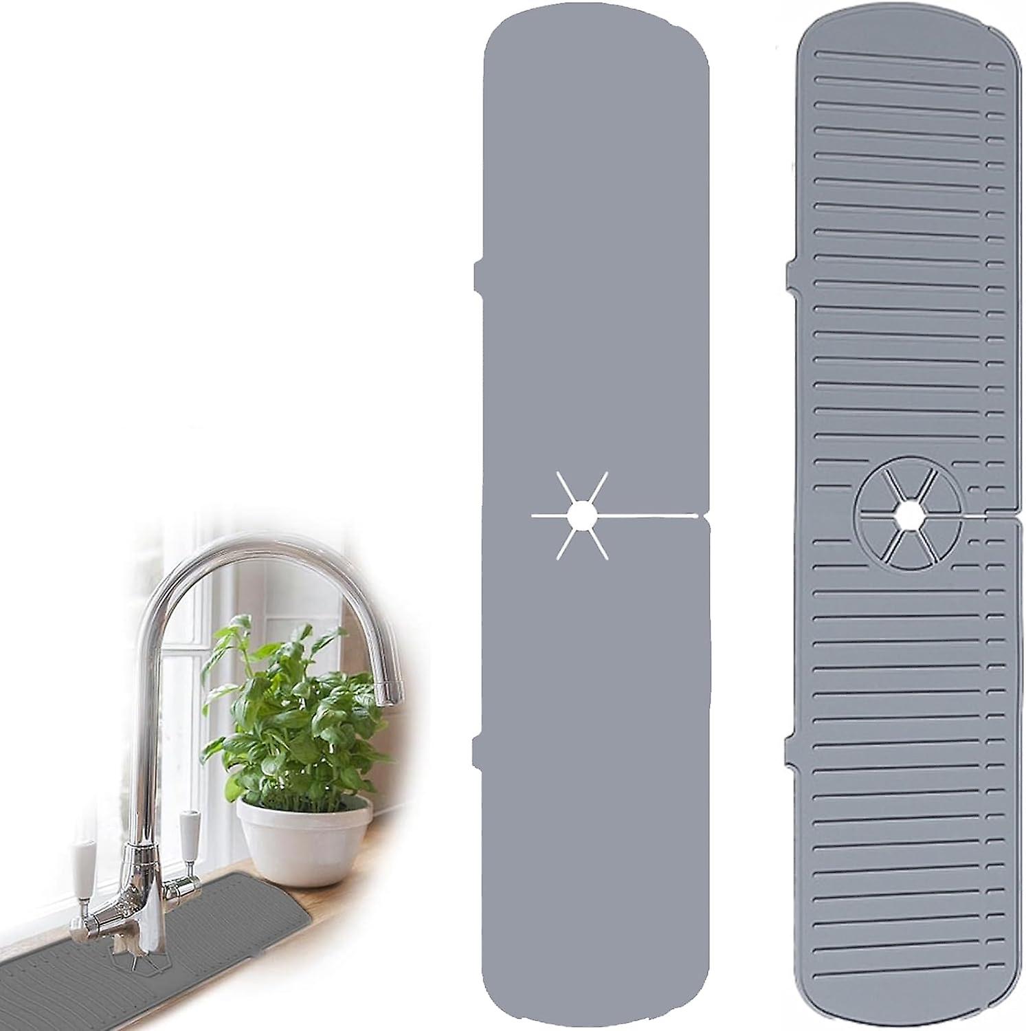 Πατάκι βρύσης, στρώμα βρύσης σιλικόνης, προστατευτικό πιτσιλίσματος για νεροχύτη κουζίνας, χαλάκι νεροχύτη, προστατευτικό πιτσιλίσματος, προστατευτικό πιτσιλίσματος για βρύσες κουζίνας (γκρι)