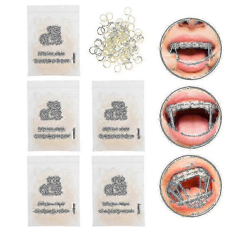 500pcs الأسنان المطاط العصابات تقويم الأسنان الفجوة الأسنان العصابات الأقواس مرنة أجزاء الفرقة