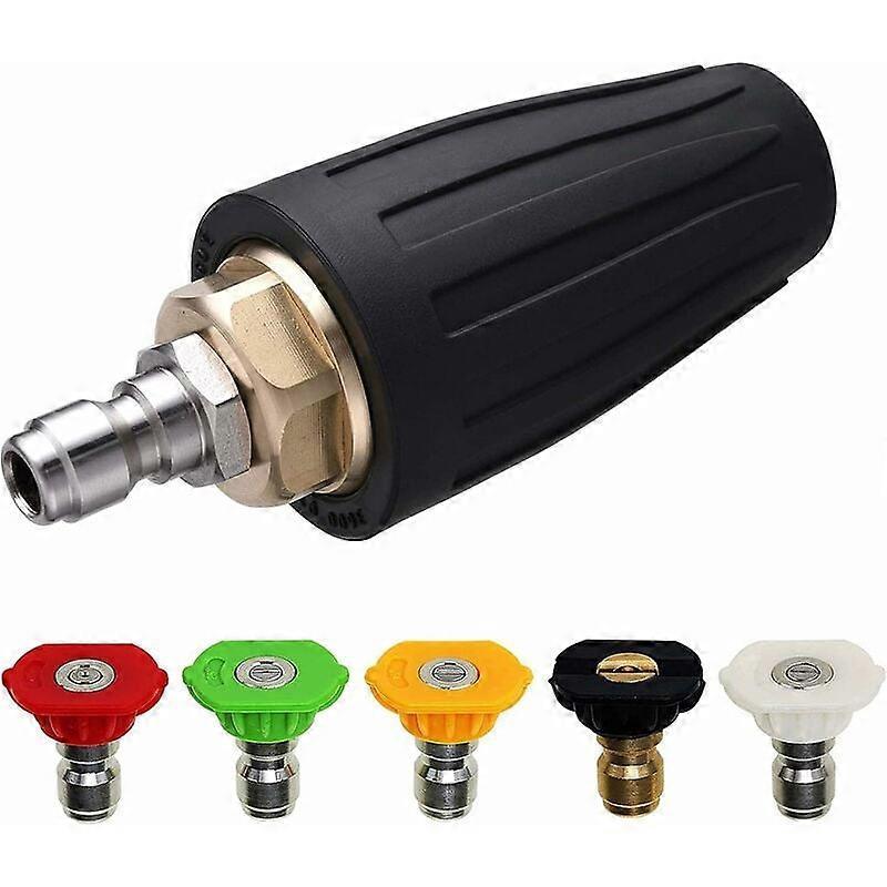Turbo Pressure Washer Nozzle, Rotating Nozzle and 5 Tips, 1/4 Quick Connect, 3000-4000 psi, 5.2 mm Orifice, Irisfr
