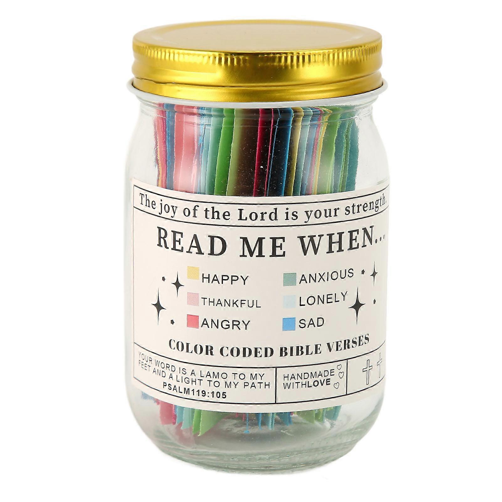 6 Colors Bible Verse Jar Made of Durable Paper, Bible Verse Cards for Different Emotions and Feelings, for Ceremonies, Parties and Games