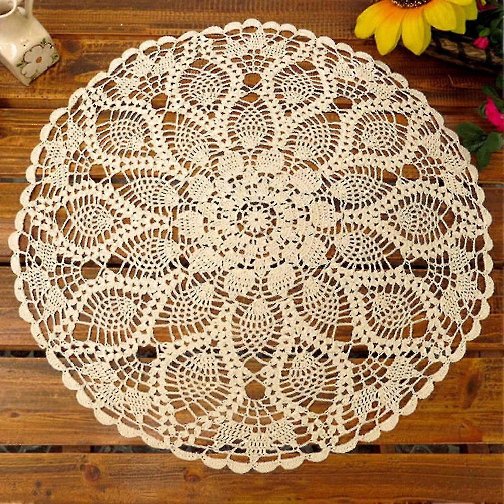 60cm Pamuk El Tığ Yuvarlak Dantel Oyuk Masa Örtüsü Masa Örtüsü Örtüsü Kapağı
