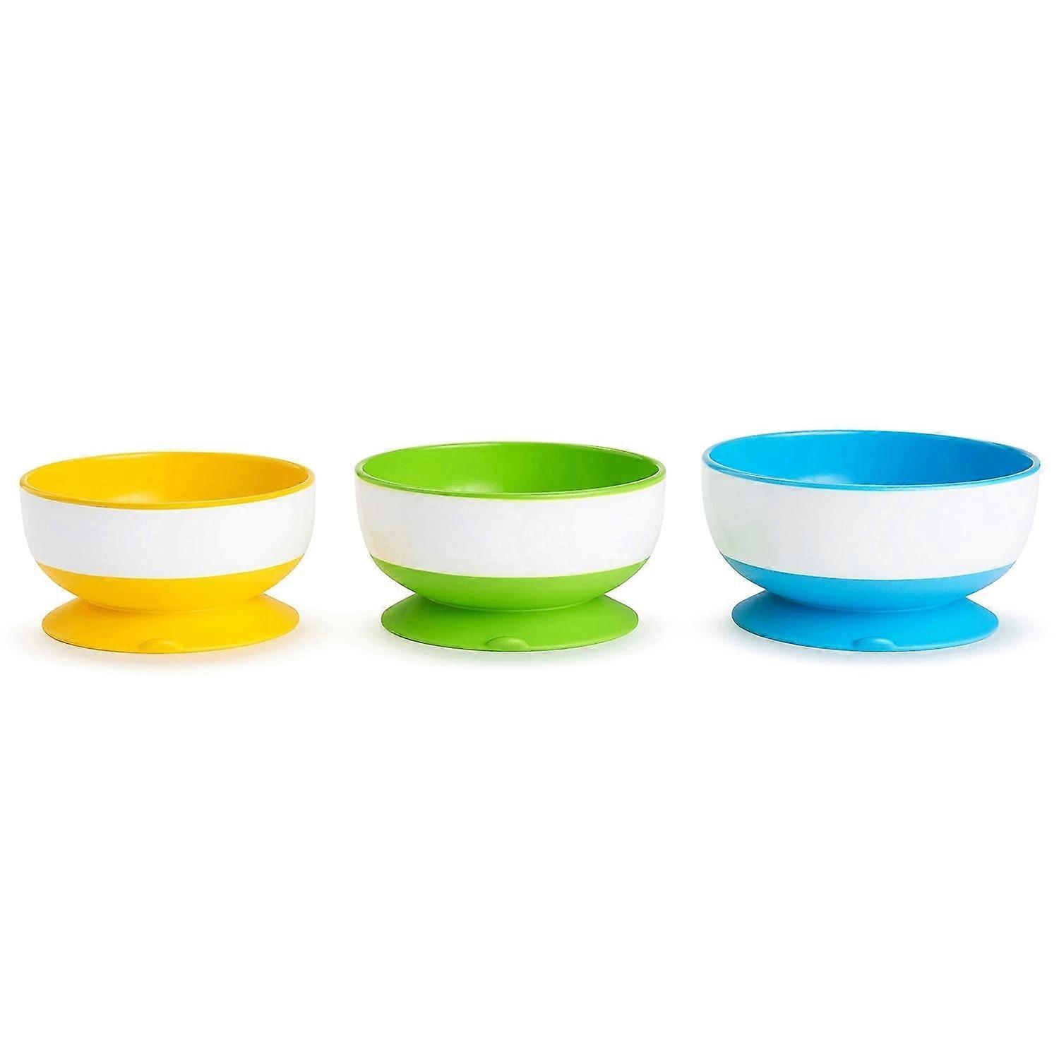 Stay Put Suction Bowl,Yellow, Green & Blue 3 Pack