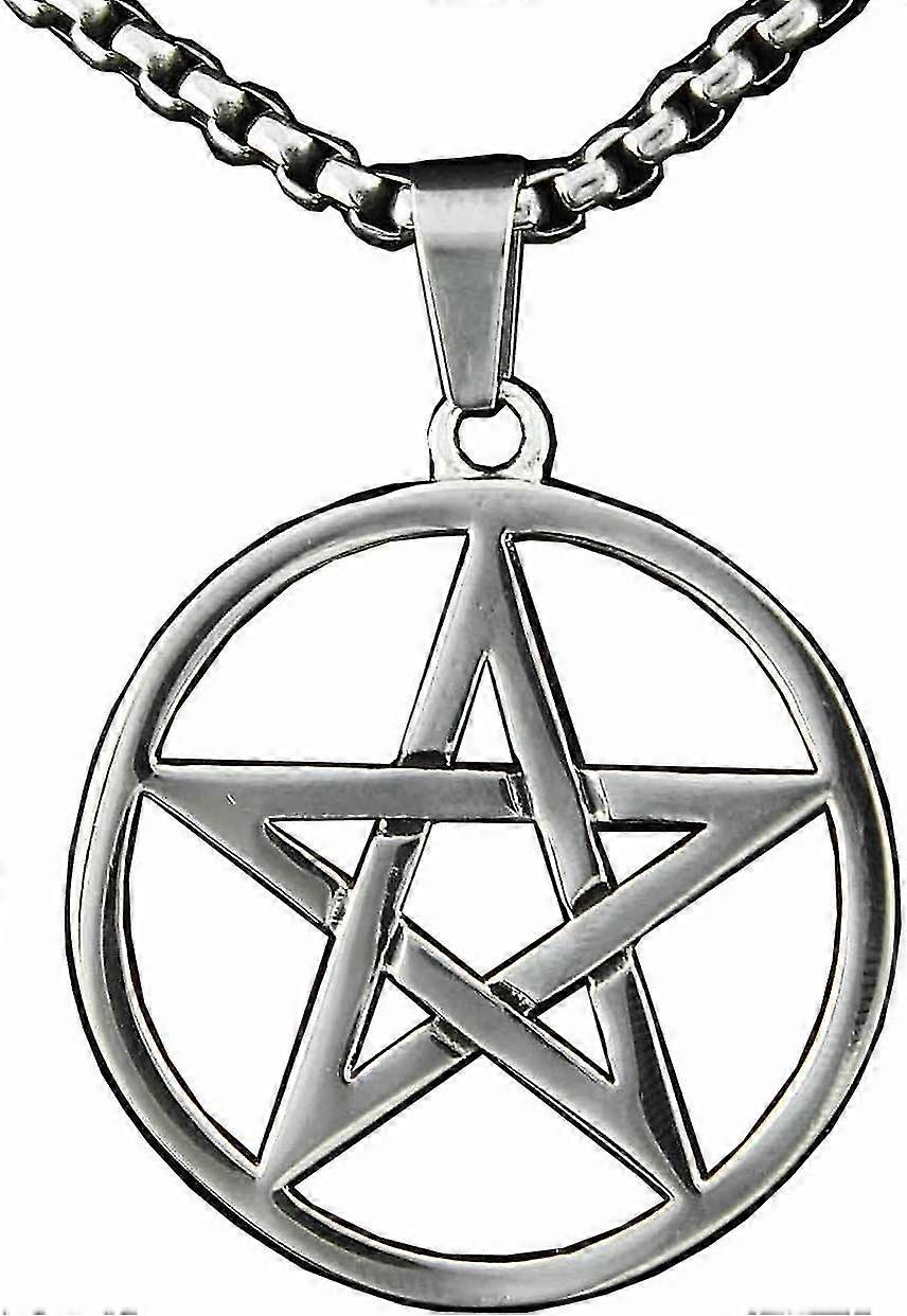 Hommes Païen Wicca Inversé Étoile Pentagramme En Acier Inoxydable Pendentif Collier Chaîne