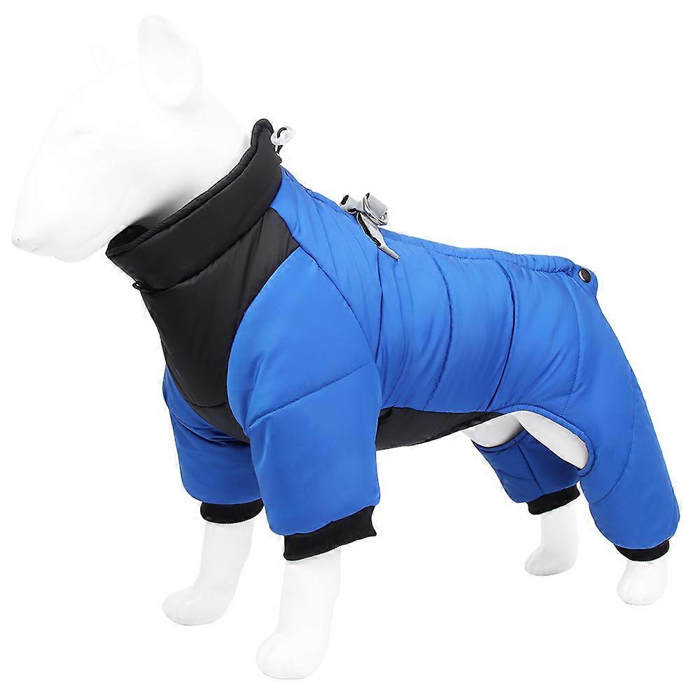 Pet Winter Warm Reflective Snowsuit Padded With Tow Hook (S, blue)