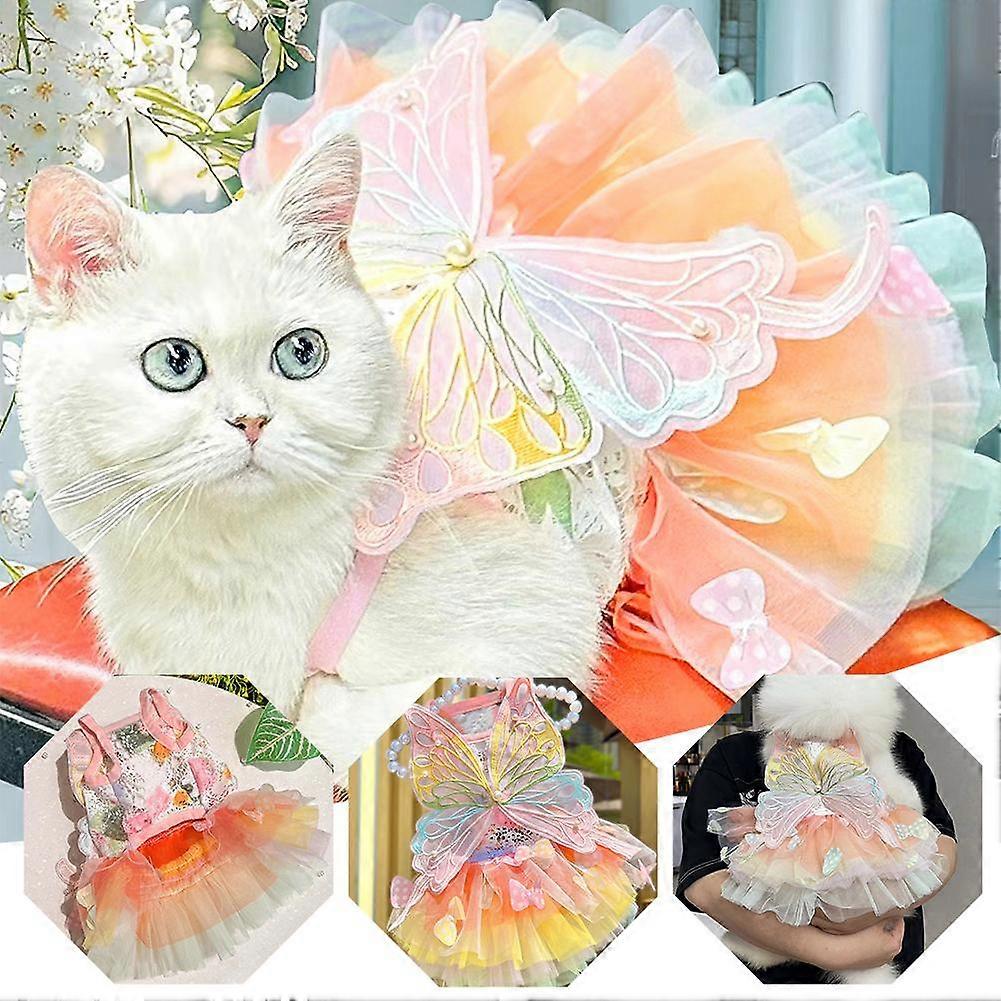 Dog Clothes Summer Small Dog Cat Princess Dress Up Colorful Butterfly Dress